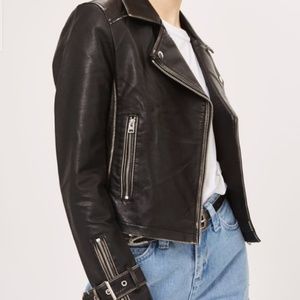 NEW TOPSHOP LEATHER BIKER JACKET